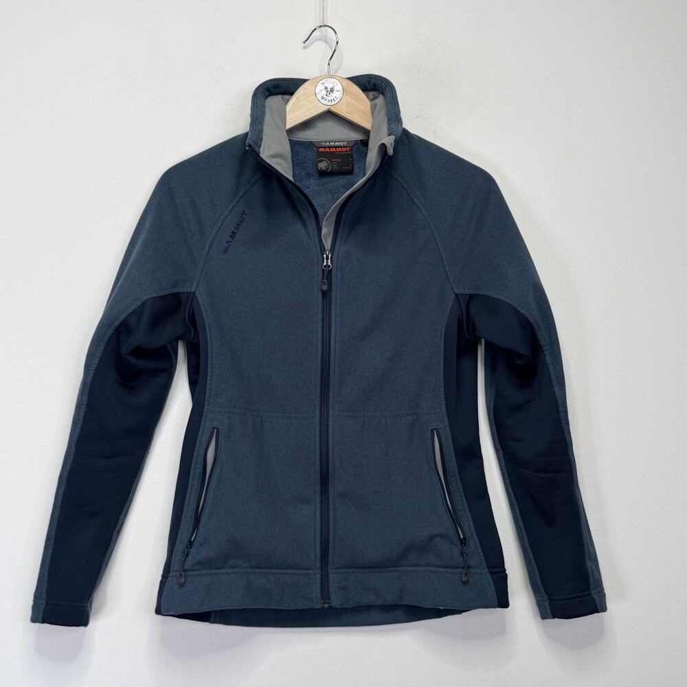 MAMMUT Three Sisters Fleece Jacket Womens M Blue Camping Hiking Softshell Coat
